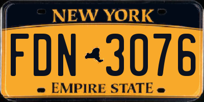 NY license plate FDN3076