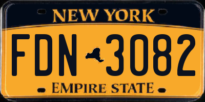 NY license plate FDN3082