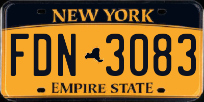 NY license plate FDN3083