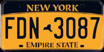 NY license plate FDN3087