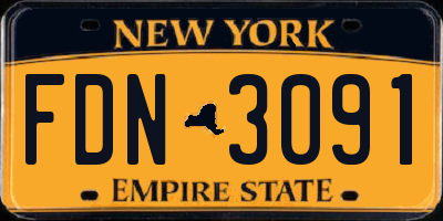 NY license plate FDN3091