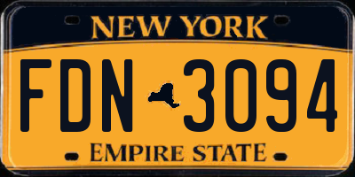 NY license plate FDN3094