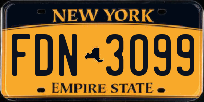 NY license plate FDN3099
