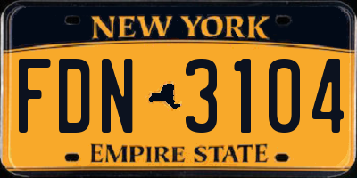 NY license plate FDN3104