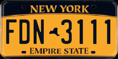 NY license plate FDN3111