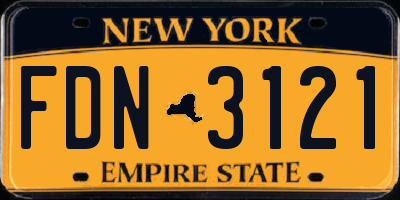NY license plate FDN3121