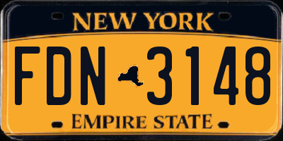 NY license plate FDN3148