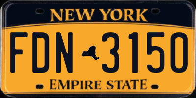 NY license plate FDN3150