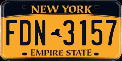 NY license plate FDN3157
