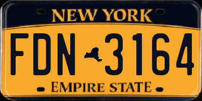 NY license plate FDN3164