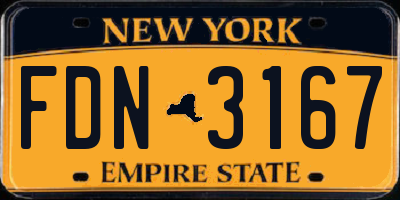 NY license plate FDN3167