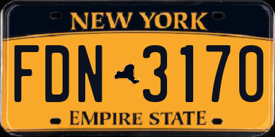 NY license plate FDN3170