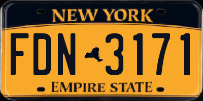 NY license plate FDN3171