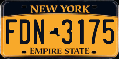NY license plate FDN3175