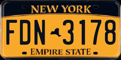 NY license plate FDN3178