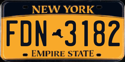 NY license plate FDN3182