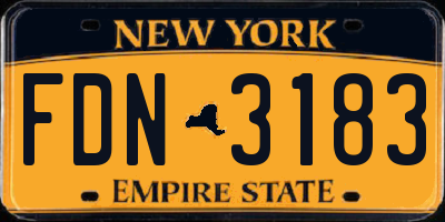 NY license plate FDN3183