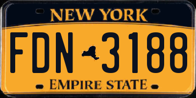 NY license plate FDN3188