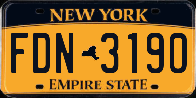 NY license plate FDN3190