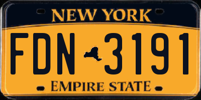 NY license plate FDN3191
