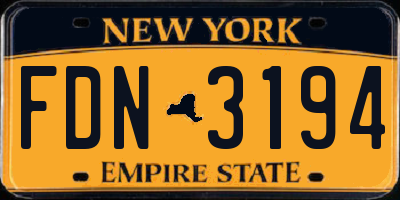 NY license plate FDN3194