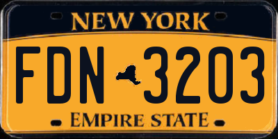 NY license plate FDN3203