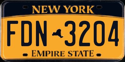 NY license plate FDN3204