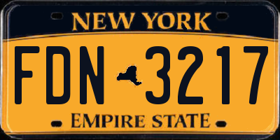 NY license plate FDN3217