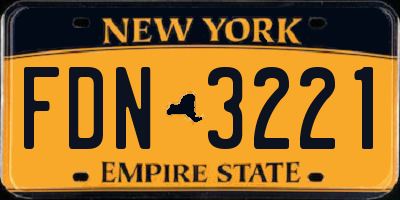 NY license plate FDN3221