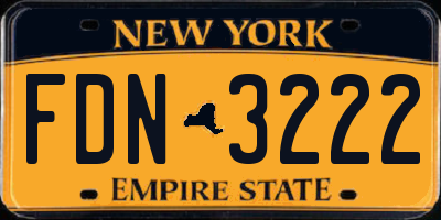 NY license plate FDN3222