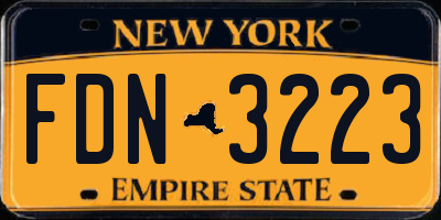 NY license plate FDN3223