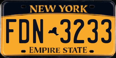 NY license plate FDN3233
