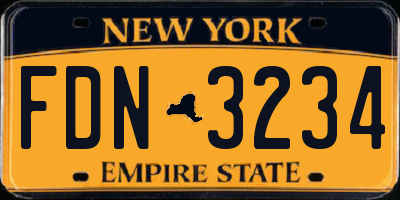 NY license plate FDN3234