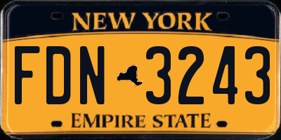 NY license plate FDN3243