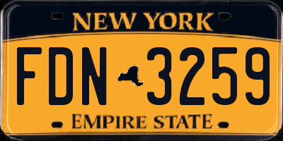 NY license plate FDN3259