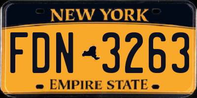 NY license plate FDN3263