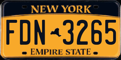 NY license plate FDN3265