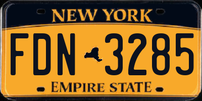 NY license plate FDN3285