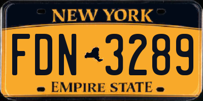 NY license plate FDN3289