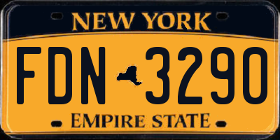 NY license plate FDN3290