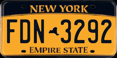NY license plate FDN3292