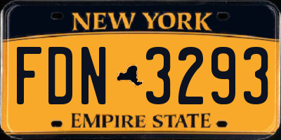 NY license plate FDN3293