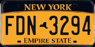 NY license plate FDN3294