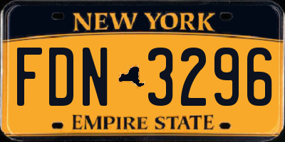 NY license plate FDN3296