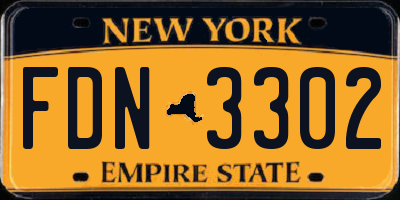 NY license plate FDN3302