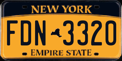 NY license plate FDN3320