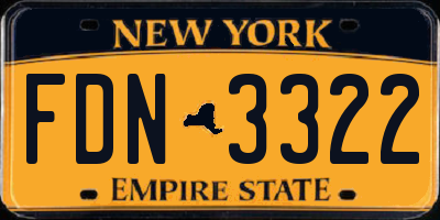 NY license plate FDN3322