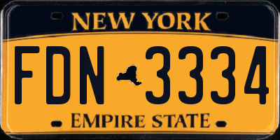 NY license plate FDN3334