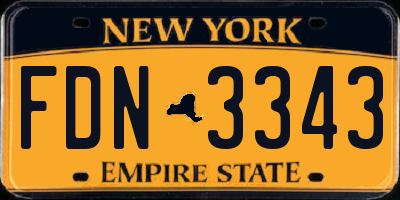 NY license plate FDN3343