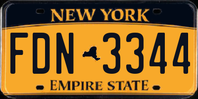 NY license plate FDN3344